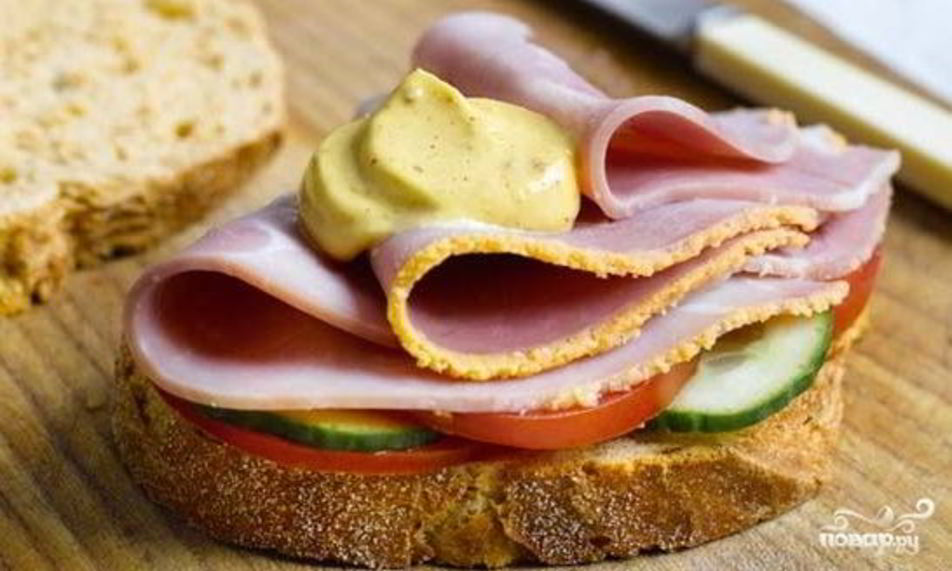 Рецепт бутерброд с ветчиной