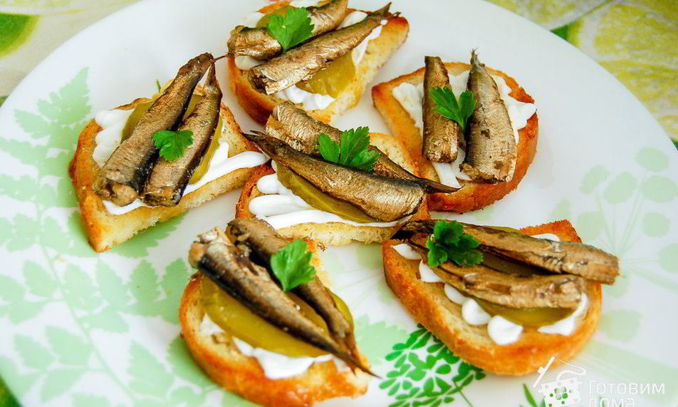 Рецепт бутерброды со шпротами
