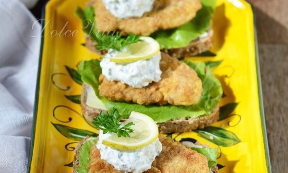 Рецепт датский бутерброд с жареным рыбным филе