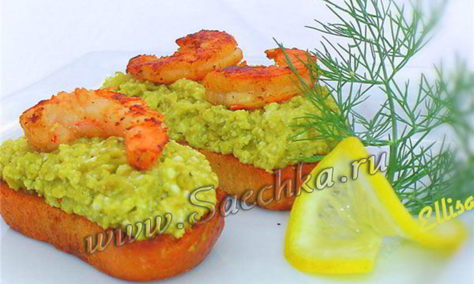 Рецепт праздничные бутерброды с креветками