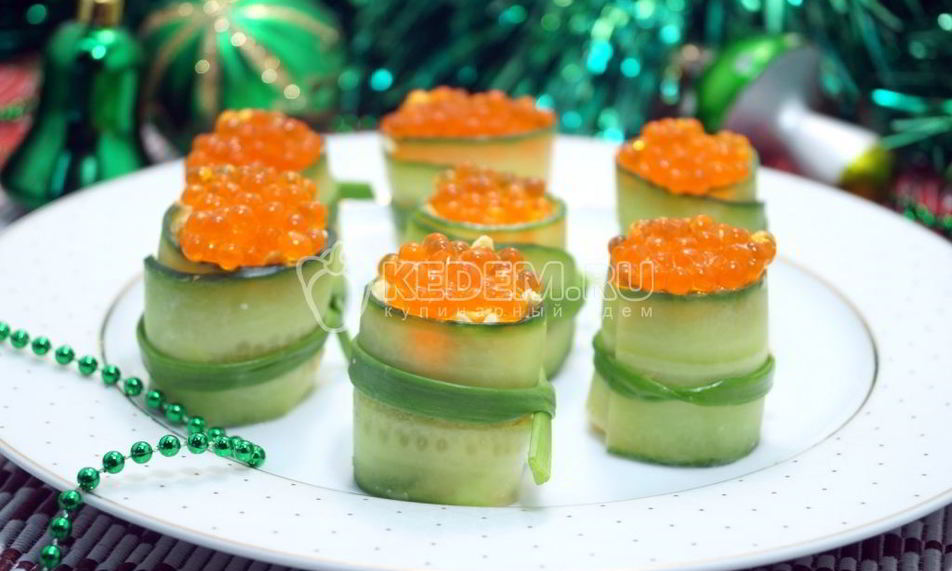 Рецепт фаршированные огурцы с икрой