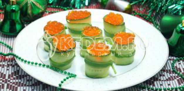 фаршированные огурцы с икрой