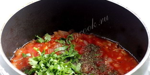 фетучини в томатном соусе с баклажанами