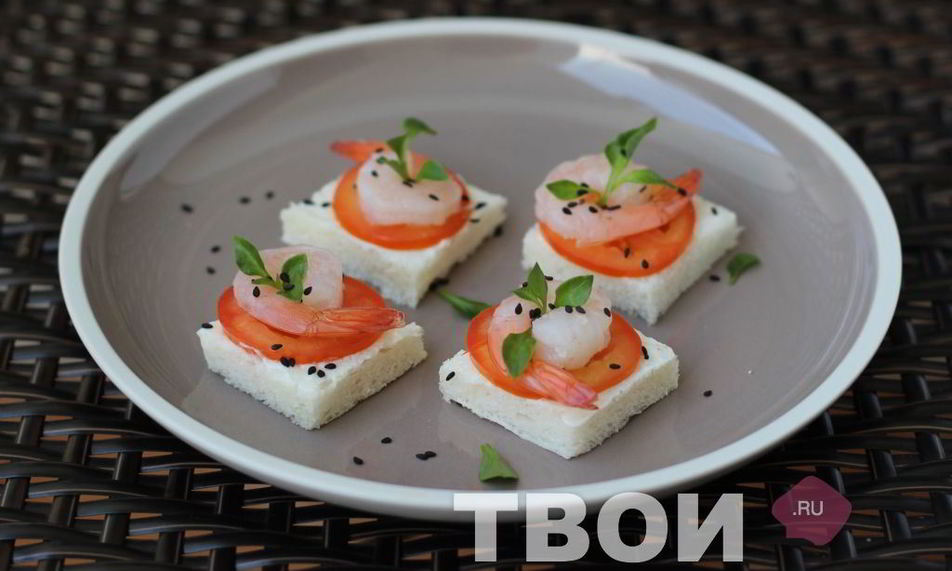 Рецепт канапе с креветками