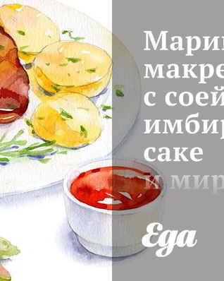 Маринованная макрель с соей, имбирем, саке и мирином