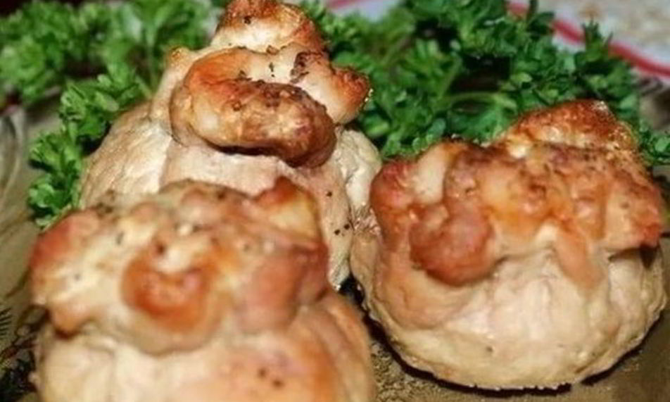Рецепт мешочки из свинины с маринованными грибами