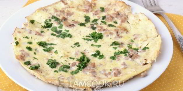 омлет с фаршем по дюкану