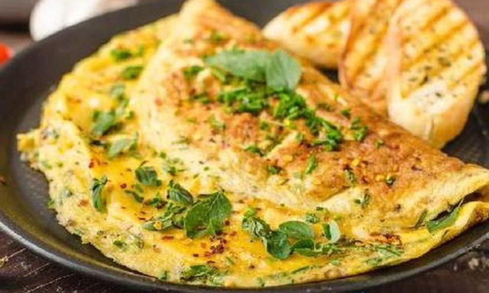 Рецепт омлет с сыром и зеленью