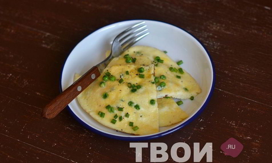 Рецепт омлет с зеленым горошком и сыром