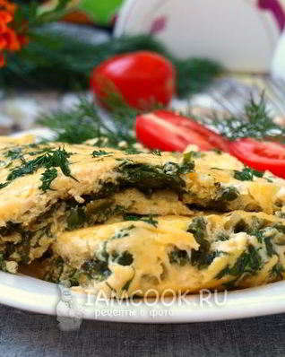 Омлет со шпинатом и сыром