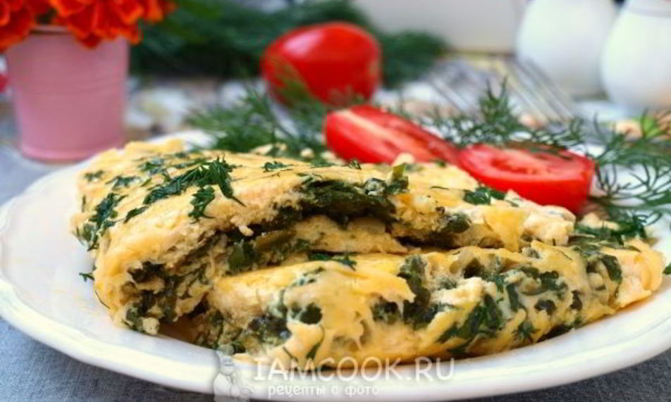 Рецепт омлета со шпинатома и сырома