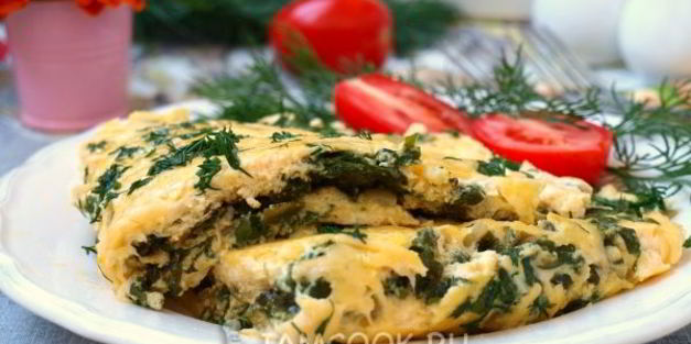 омлет со шпинатом и сыром