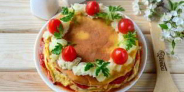 слоеный омлет на завтрак