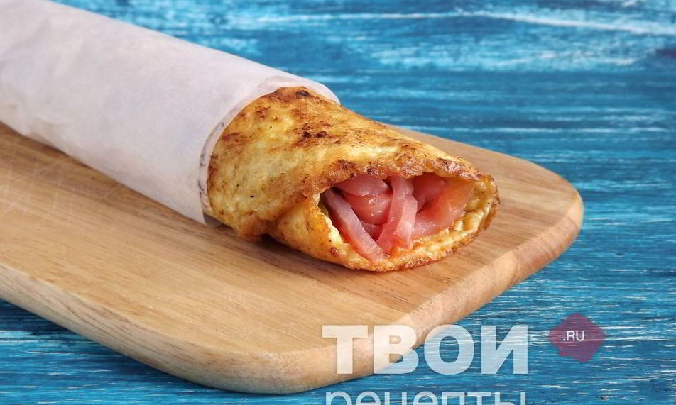 Рецепт сырного омлета с ветчиного