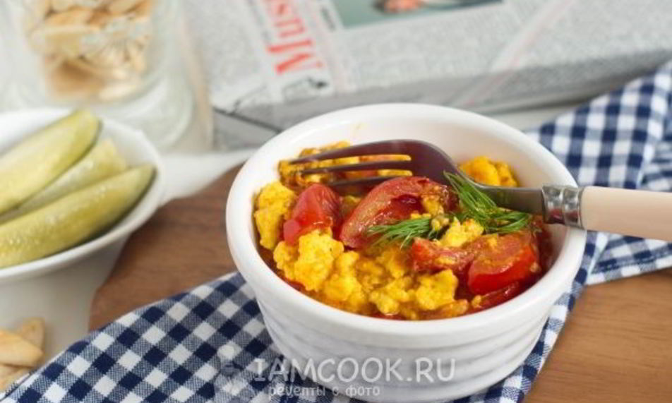 Рецепт вегетарианский омлет с адыгейским сыром