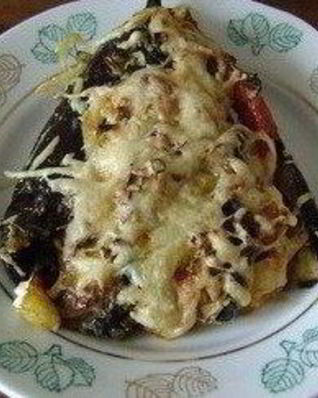 Павлиний хвост из баклажанов