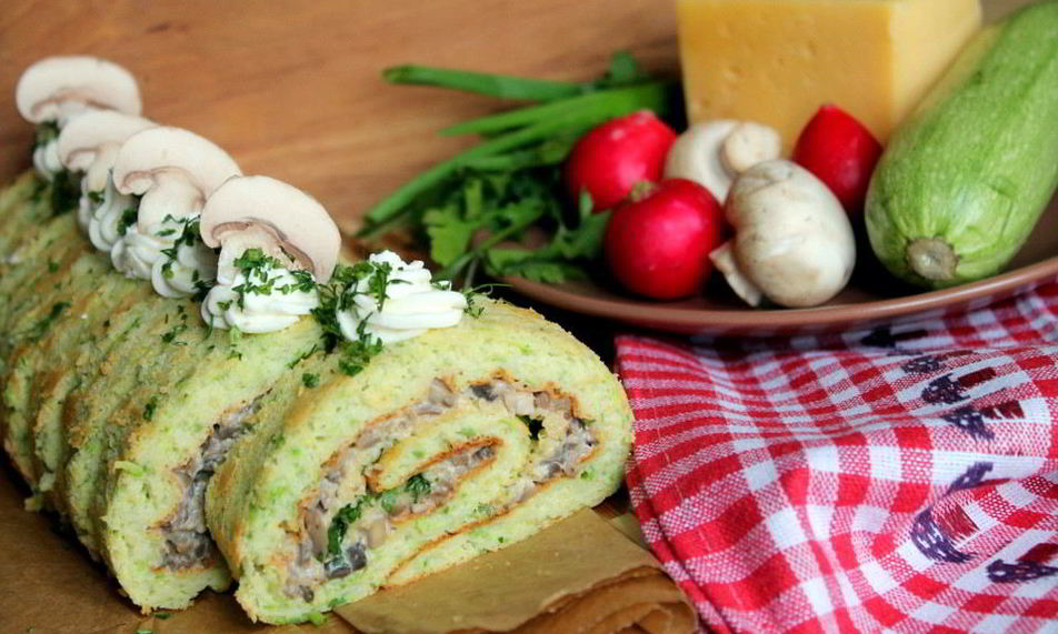 Рецепт кабачковый рулет с грибами