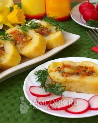 Картофельный рулет с грибами