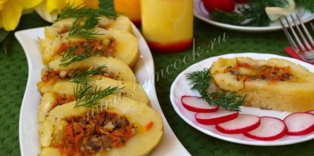 картофельный рулет с грибами