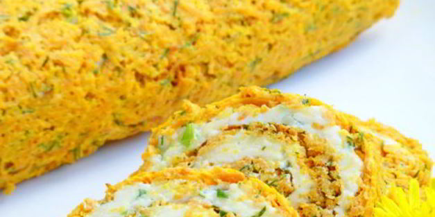 морковный рулет с сырной начинкой