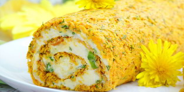 морковный рулет с сырной начинкой