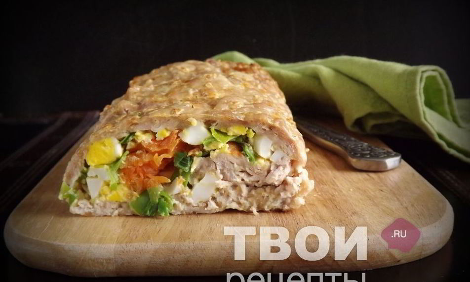 Рецепт мясной рулет с яйцом и морковью