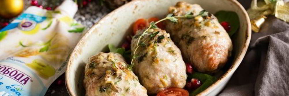 Мясные рулетики с сыром и зеленью