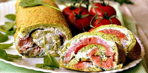 рулет из брокколи с форелью