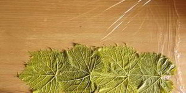 рулет из индейки в виноградных листьях, фаршированный рисом и баклажанами