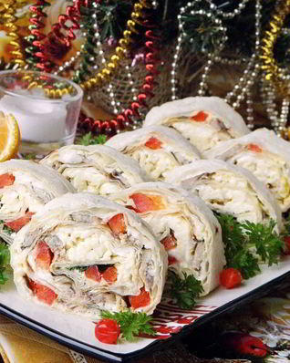 Рулет из лаваша на Новый Год