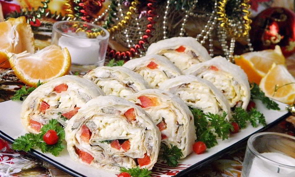 Рецепт рулет из лаваша на новый год