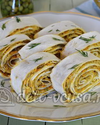 Рулет из лаваша с грибами