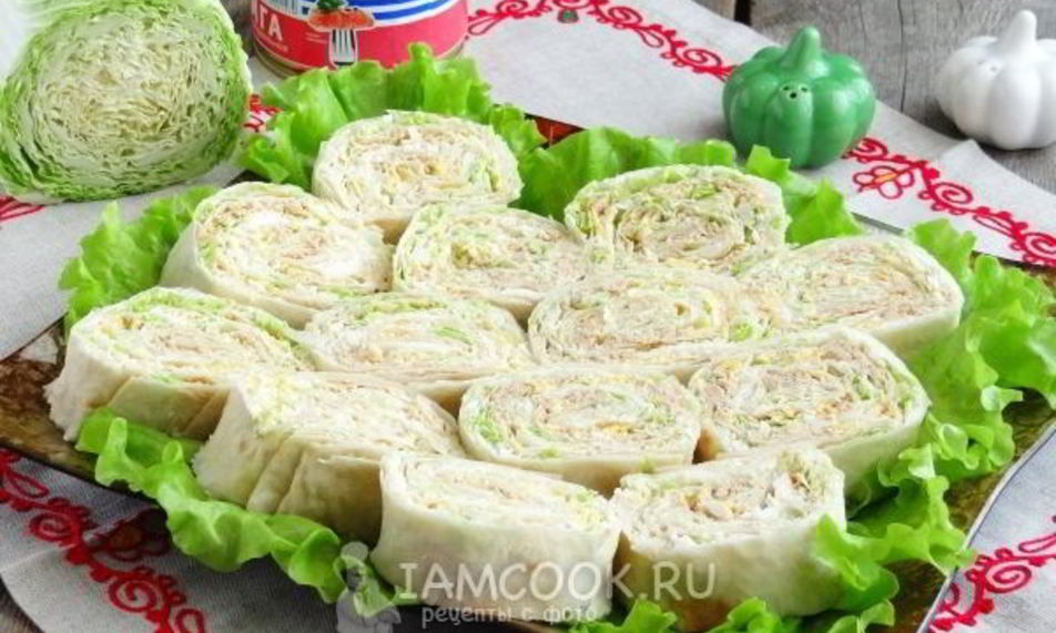 Рецепт рулет из лаваша с консервированной рыбой