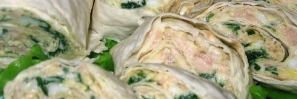 Рулет из лаваша с печенью трески