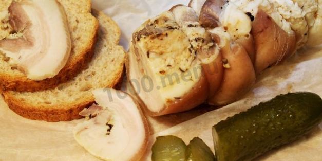 рулет из подчеревка запеченный в духовке