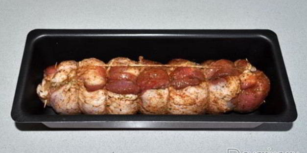 рулет из свиной брюшины с грибами