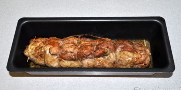 рулет из свиной брюшины с грибами