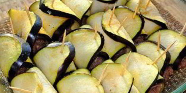 рулетики из баклажанов с фаршем