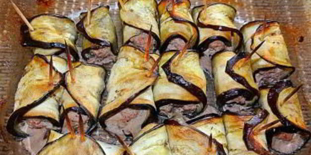 рулетики из баклажанов с фаршем