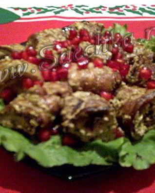 Рулетики из баклажанов с орехами