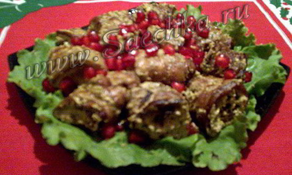 Рецепт рулетики из баклажанов с орехами