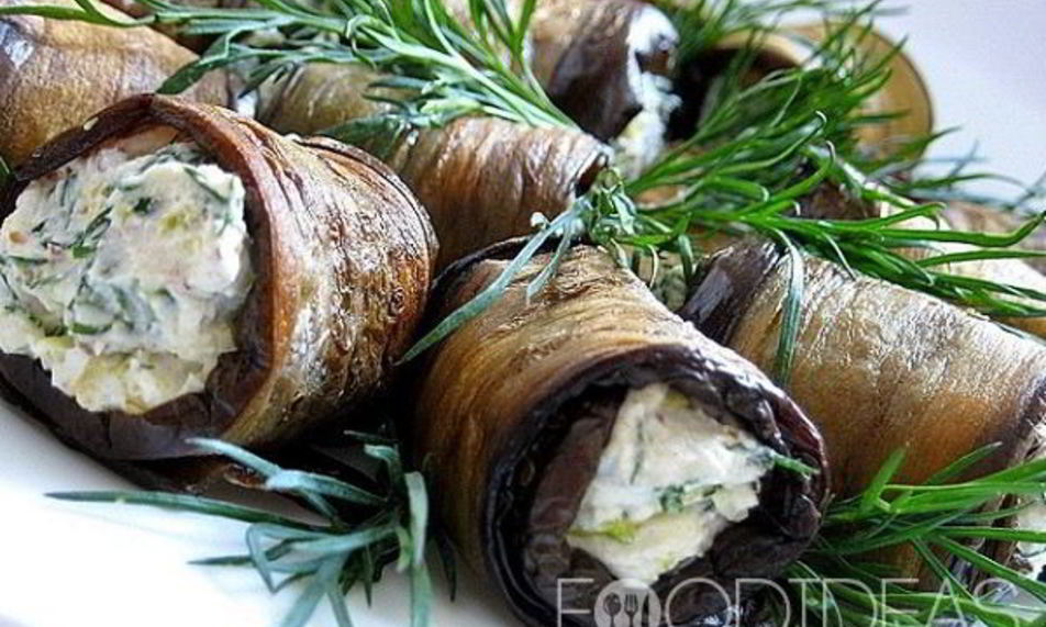 Рецепт рулетики из баклажанов с творожной начинкой