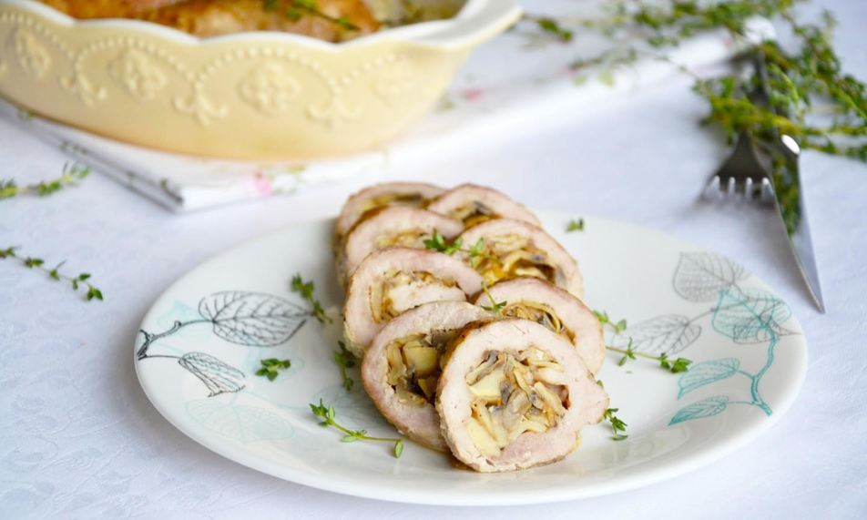Рецепт рулетики из свинины с грибами