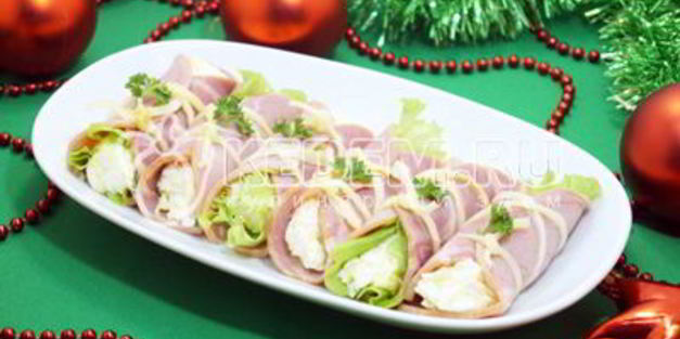 рулетики из ветчины