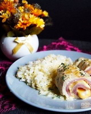 Рулетики Кордон Блю в сливочном соусе