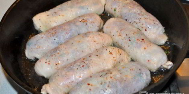 рулетики в куриной коже