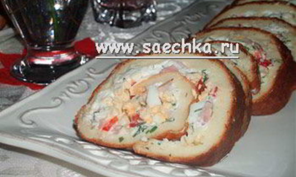 Рецепт заварной рулет с копченым мясом