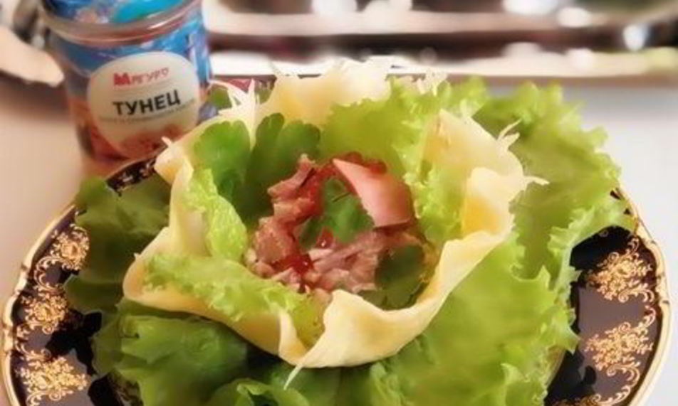 Рецепт сырные корзиночки с салатом из тунца