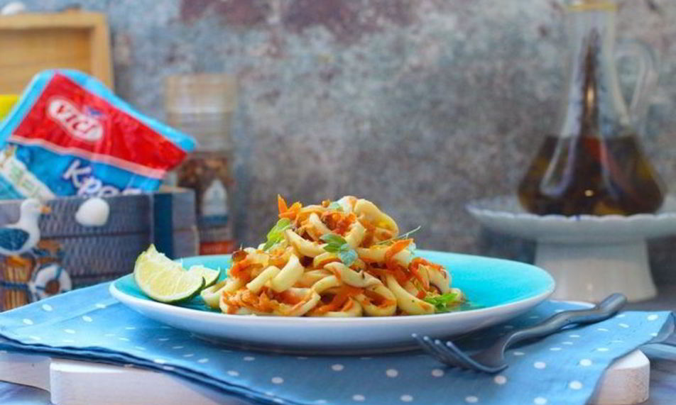 Рецепт теплая закуска с овощами и морепродуктами