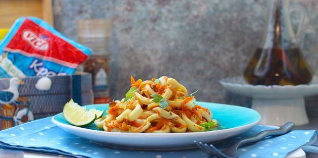 теплая закуска с овощами и морепродуктами